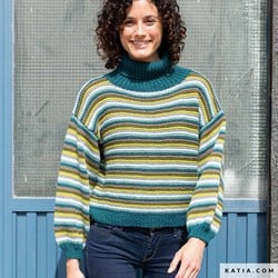 Strickanleitung Katia Merino Aran Streifen Pullover
