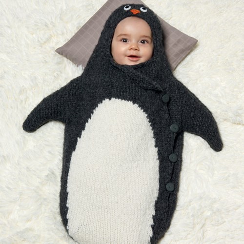 Strickanleitung Pinguin Strampelsack für Babies