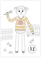 Ausmalbild Wollplatz XL Kuschelpuppe - Schaf Sara-2