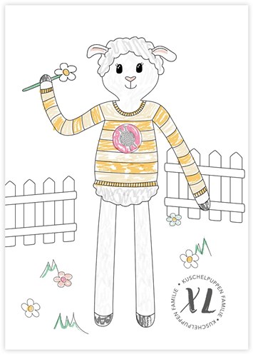 Ausmalbild Wollplatz XL Kuschelpuppe - Schaf Sara-2