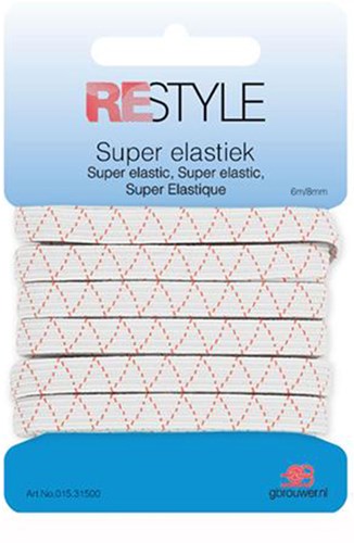 Restyle Super Gummiband 8 mm x 6 meter 009 Weiß