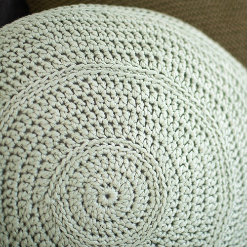 Acrylic Ribbon Rundes Kissen Häkelpaket 1 Misty green-3