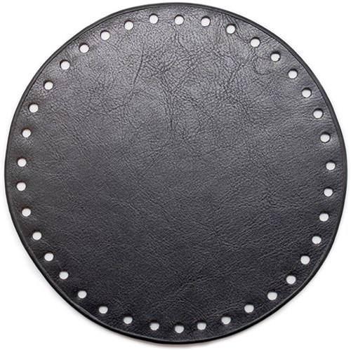 Go Handmade Leder Boden Rund Schwarz 17 cm