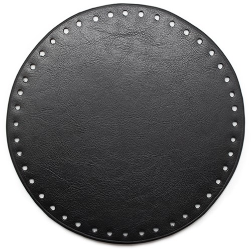 Go Handmade Leder Boden Rund Schwarz 20 cm