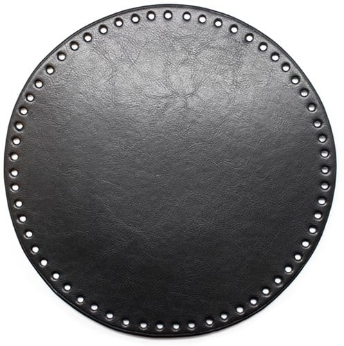 Go Handmade Leder Boden Rund Schwarz 25 cm
