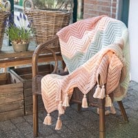 Breite Zickzack-Decke Rosa Häkelpaket