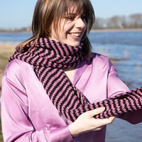Streifen Schal Strickpaket 002 Black & Linnen-2