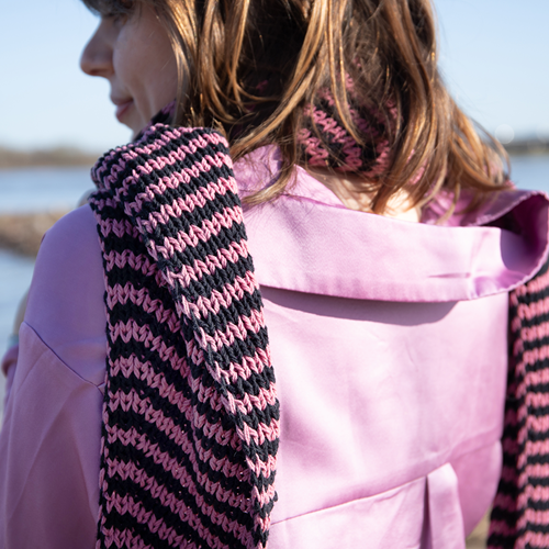 Streifen Schal Strickpaket 001 Black & Pink-3