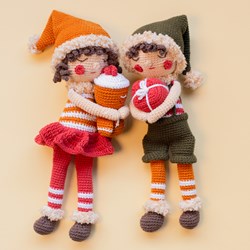 Weihnachtselfen Junge & Mädchen Häkelpaket