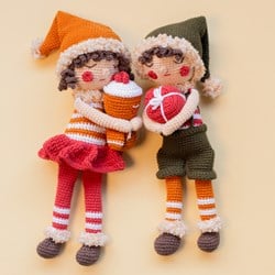 Weihnachtselfen Junge & Mädchen Häkelpaket