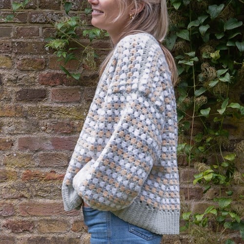 Felt-it Granny Stripe Jacke Häkelpaket 020 Misty Grey s/m-3
