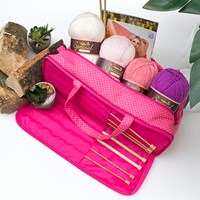 Wollplatz Stricktasche Rosa Gepunktet
