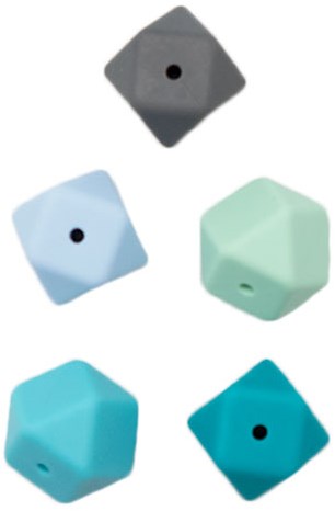 Durable Silikon Hexagonperlen 5 Stück Blau