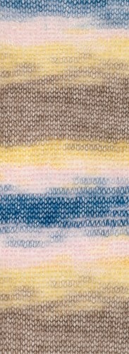 Lana Grossa Silkhair Haze Print 1216 Gray Brown / Yellow / Rose / Petrol-3