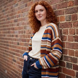 Oversized Streifenjacke Garn- und Strickpaket