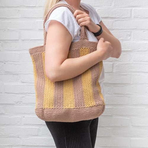 Yarn and Colors Striped Tote Bag Häkelpaket 006 Taupe