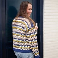 Granny Stripe Sweater Häkelpaket Bünchen Blau S/M-3