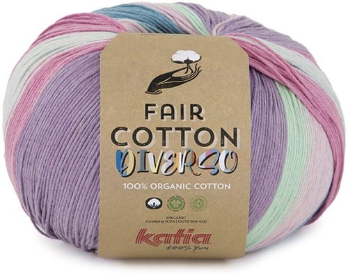 Katia Fair Cotton Diverso 406 Wasser/Roséwein/Limette