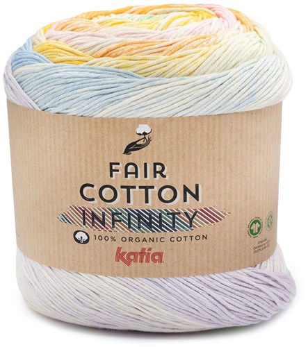 Katia Fair Cotton Infinity 101 Helles Lila-Pastellblau-Hellgrün-Pastellgelb