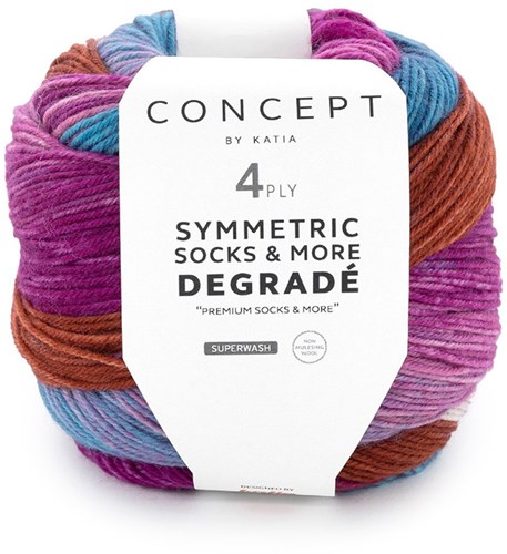 Katia Symmetric Socks & More - Degradé 083 Braun- Kaugummi Rosa-Blau