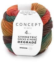 Katia Symmetric Socks & More - Degradé 081 Grün-Ocker-Orange-Rot