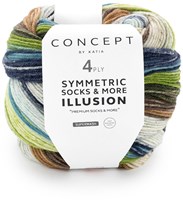 Katia Symmetric Socks & More - Illusion 075 Blau-Grün-Flasche Grün-Neige-Neige