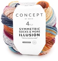 Katia Symmetric Socks & More - Illusion 072 Blau-Ocker-Rot-Rostbraun
