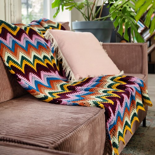 10 Farben Zickzack Decke Häkelpaket