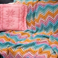 Häkelanleitung 10 Farben Zickzack Decke